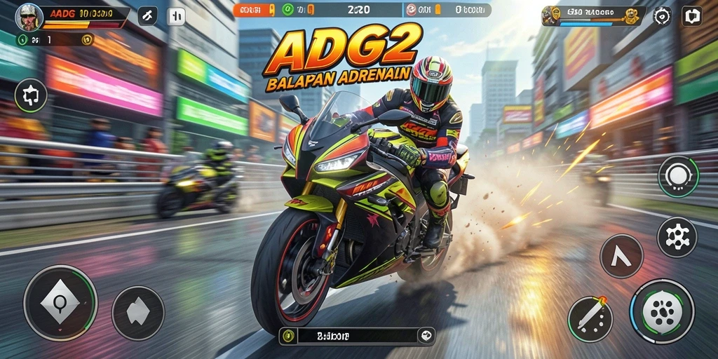 Tampilan gameplay balapan motor yang mendebarkan di ADG62.