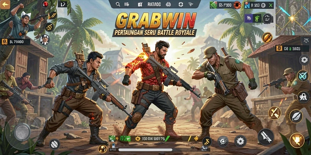 Tampilan gameplay seru dalam Battle Royale yang mendebarkan.