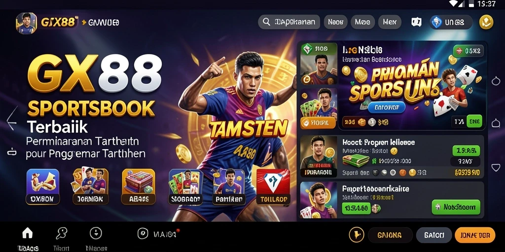 Tampilan utama GX88 menunjukkan pilihan taruhan olahraga secara langsung.