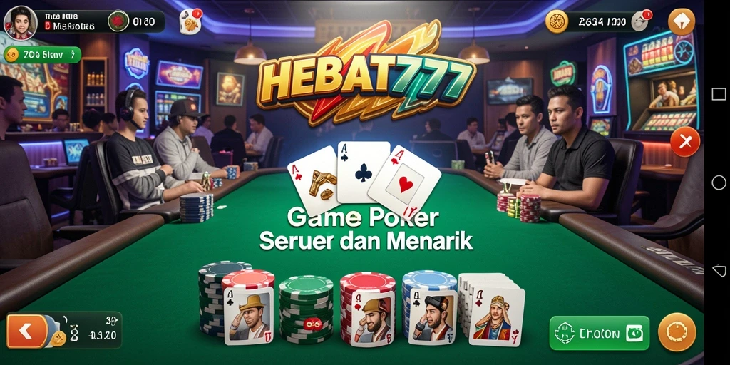 Tampilan gameplay Poker yang mendebarkan di HEBAT777.