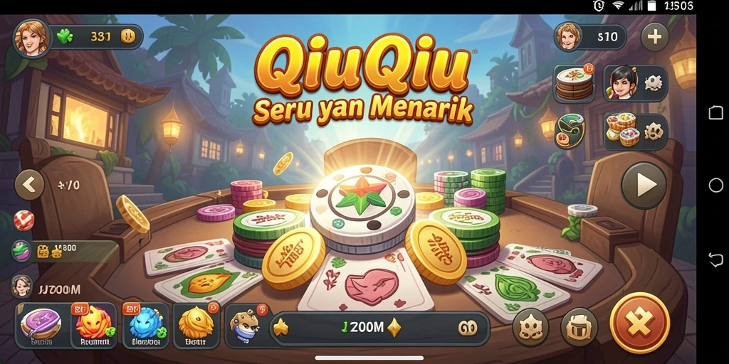 Screenshot gameplay J200M menampilkan keseruan permainan QiuQiu.