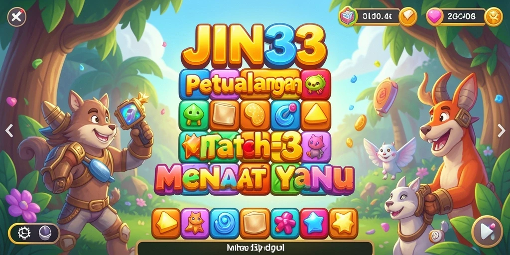 Screenshot utama JIN33 menunjukkan gameplay berwarna dan menantang.