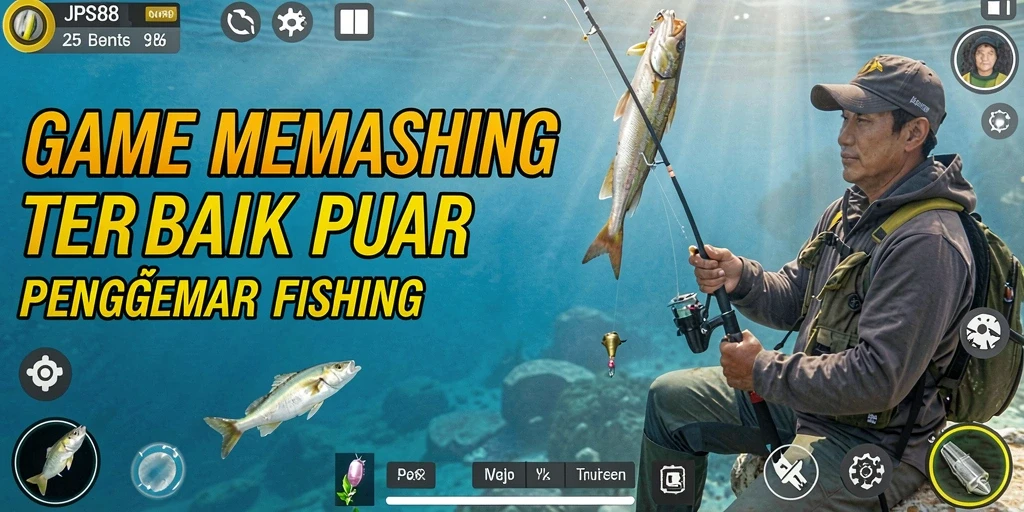 Screenshot JPS88 menampilkan pemain menangkap ikan di lokasi menakjubkan.