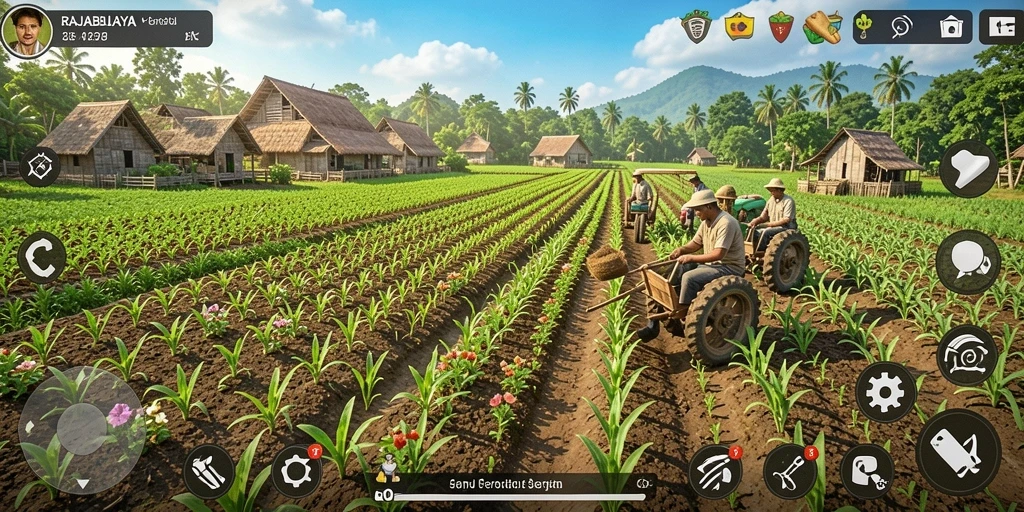 Screenshot gameplay <strong>RAJABUAYA</strong> menampilkan aktivitas bertani yang seru dan interaktif.