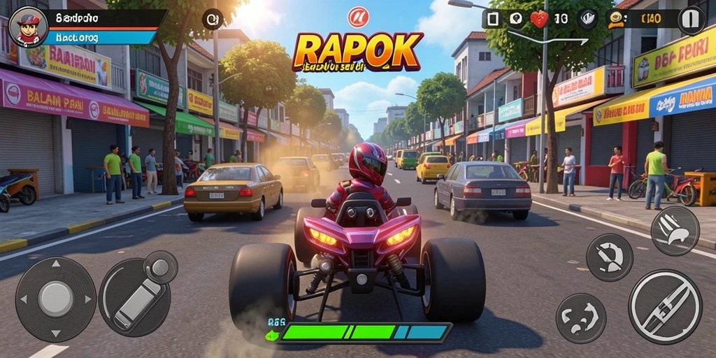 Tampilan seru balapan di RPOK dengan grafis menawan.