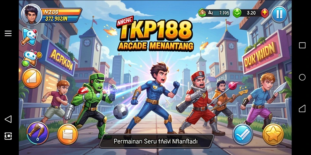 Tampilan gameplay TKP188 dengan grafis cerah dan gameplay yang menantang.